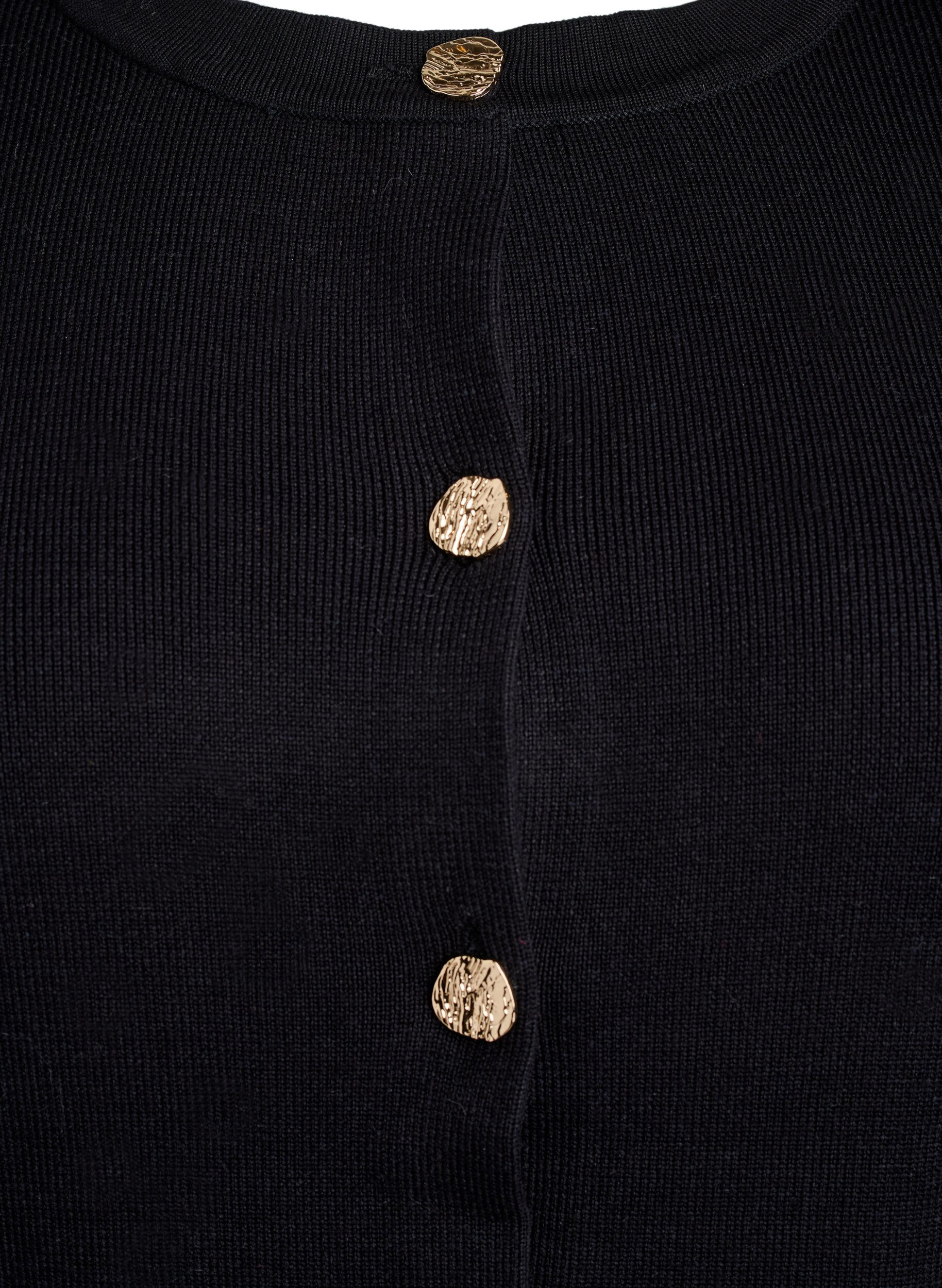Zizzi Cardigan mit dekorativen goldenen Kn&ouml;pfen, Schwarz, Packshot image number 2