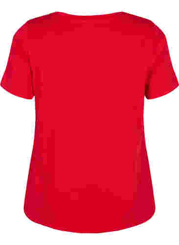 T-Shirt aus Baumwolle mit Druck und V-Ausschnitt , Tango Red ORI, Packshot image number 1