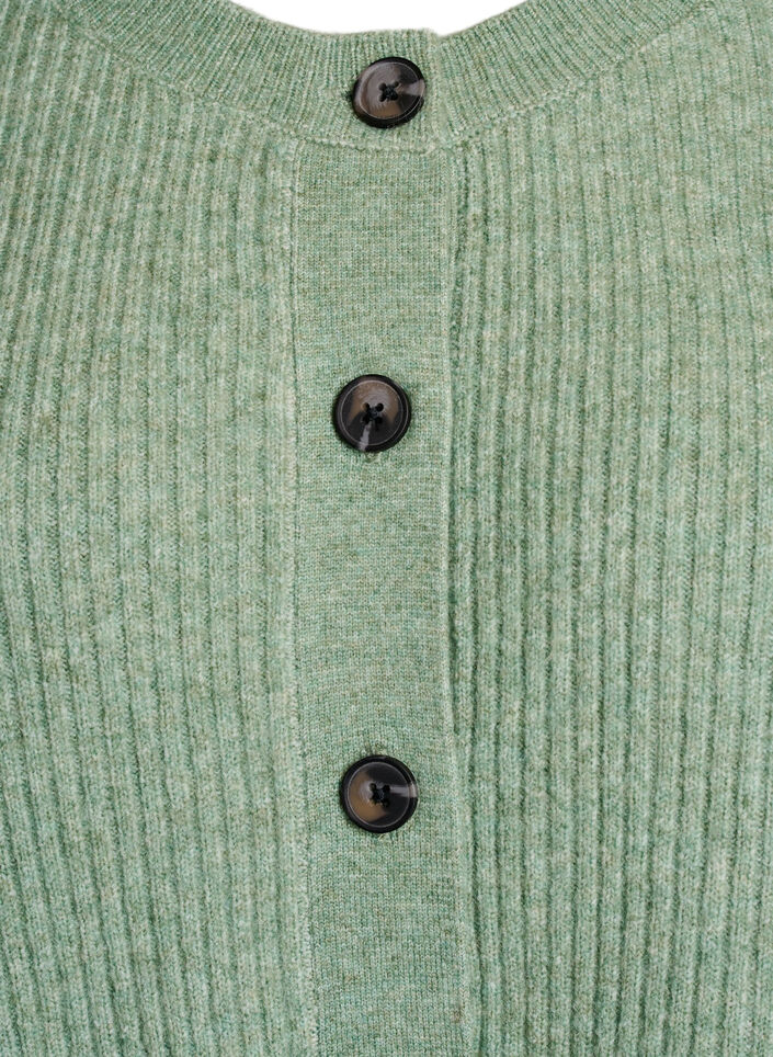 Rippenstrick Strickjacke mit Knöpfen, Grün, Packshot image number 2