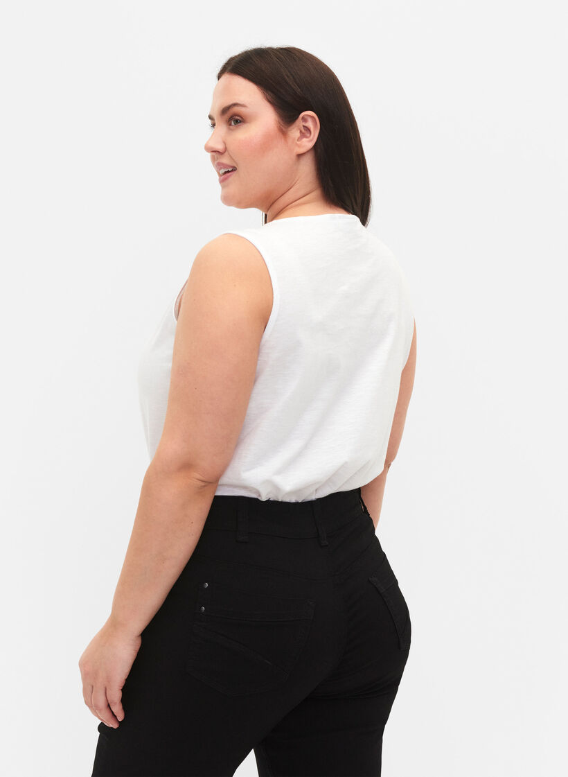 Ärmelloses Top aus Baumwolle, Bright White, Model image number 1