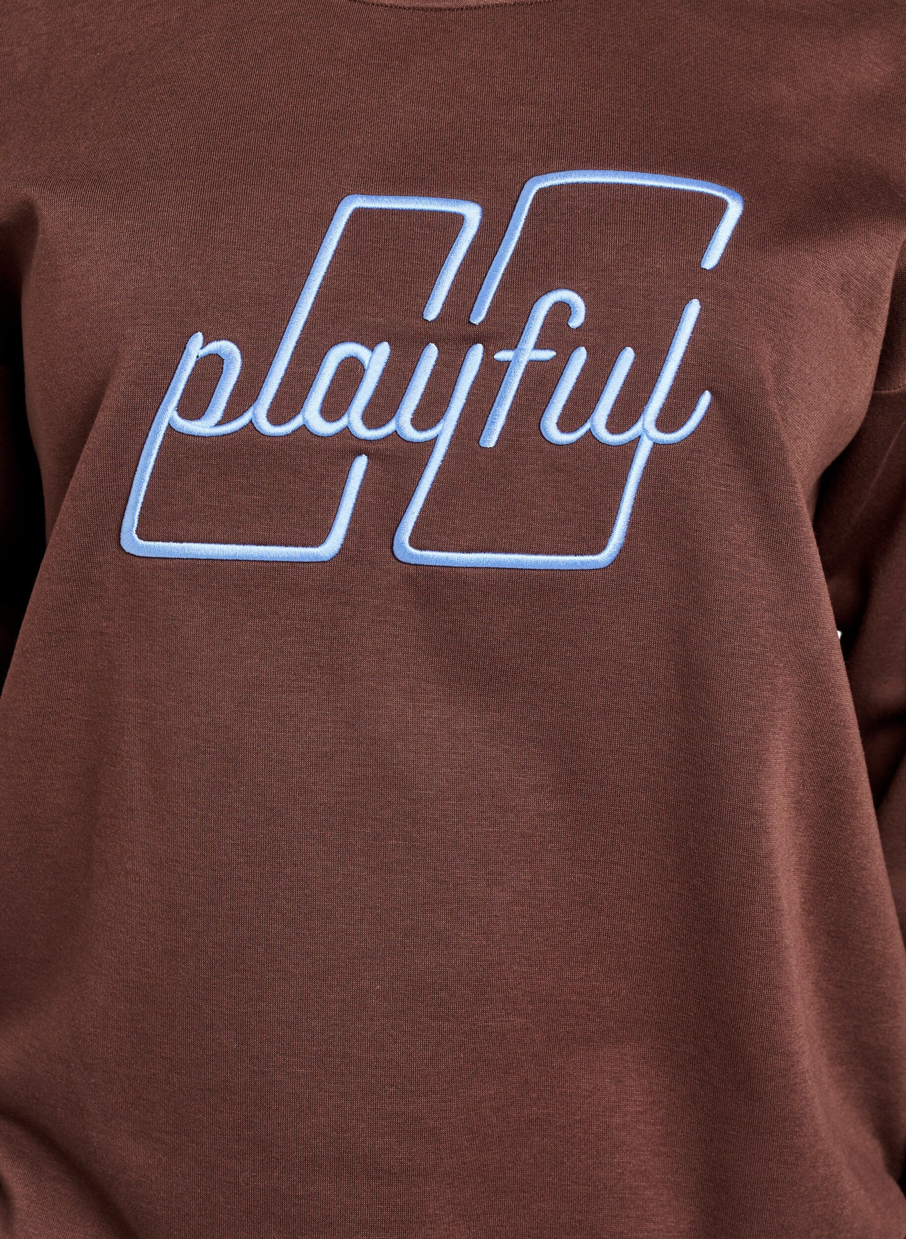 ZizziSweatshirt mit gesticktem Text, Braun, Packshot image number 2