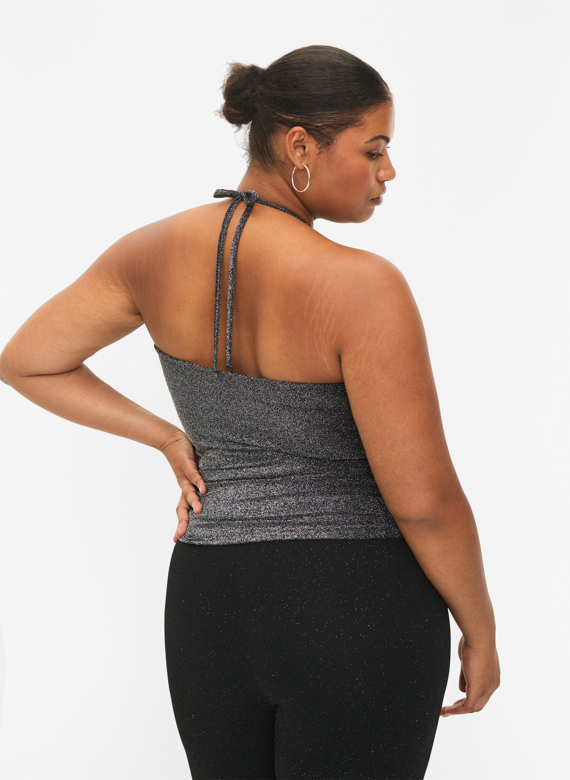 Zizzi Silbernes &auml;rmelloses Oberteil, Black Silver, Model image number 1