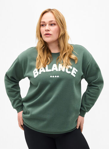 Sweatshirt mit Frottee-Schriftzug, Duck Green, Model image number 0