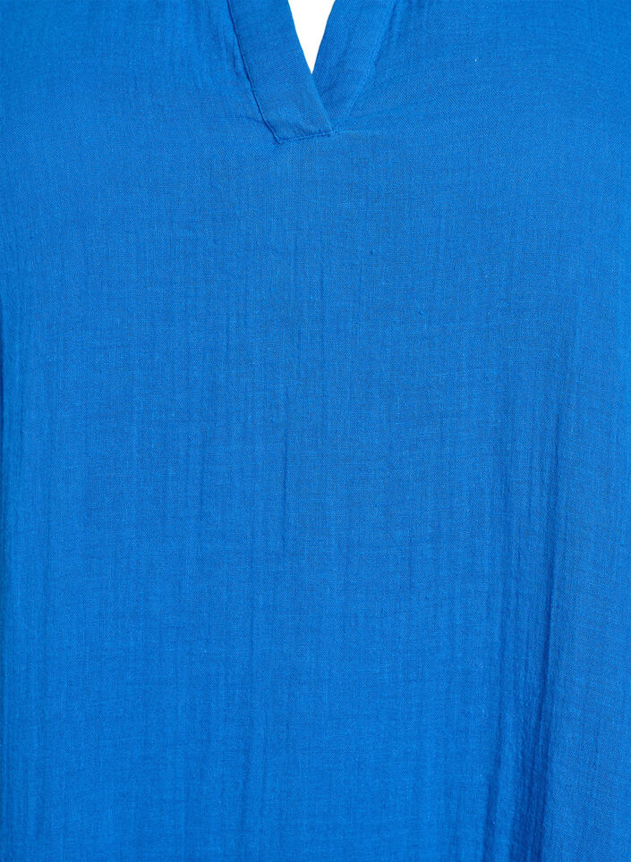 Kurzes Kleid aus Baumwollmusselin mit Muster, Blau, Packshot image number 2