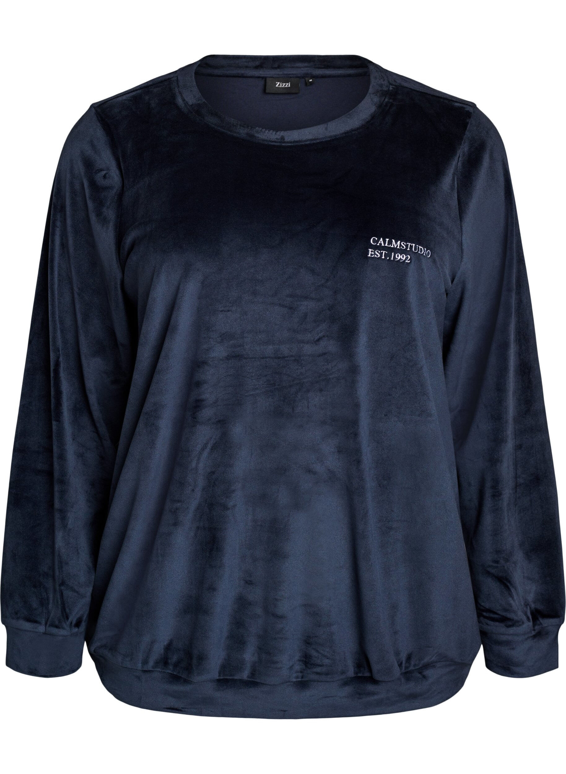 Bluse aus Velours mit aufgesticktem Text