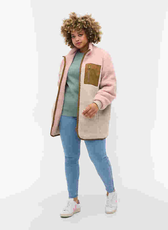 Jacke aus Teddyfleece mit Reißverschluss und Taschen, Rose Comb, Model image number 2