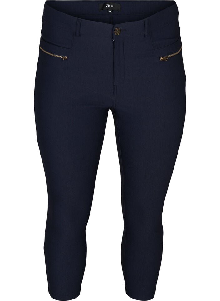 Slim Fit Caprihose aus Viskosemischung, Blau, Packshot image number 0
