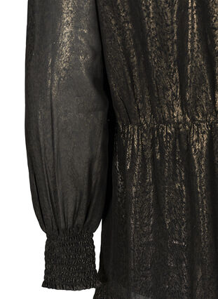 Langarm Kleid mit Smock und Rüschen, Black w. Gold, Packshot image number 3