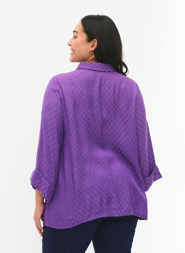 Hemd aus Viskose mit Ton-in-Ton-Muster, Lavender Violet, Model image number 1