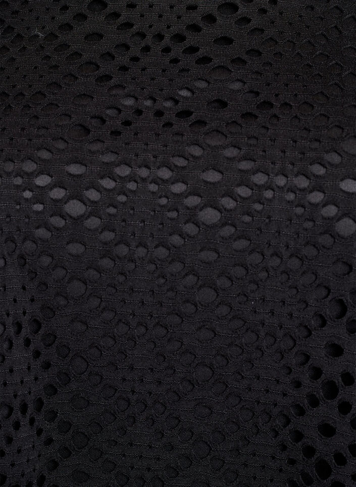 Knielanges Kleid mit Lochmuster und kurzen Ärmeln, Schwarz, Packshot image number 2