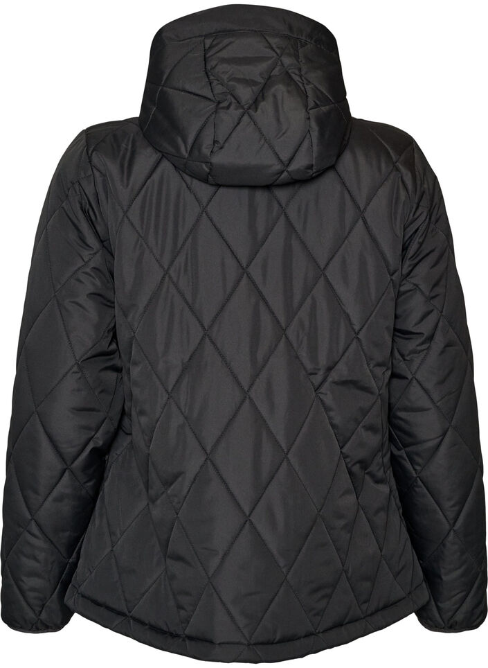 Leicht wattierte Jacke mit Rautensteppung, Schwarz, Packshot image number 1