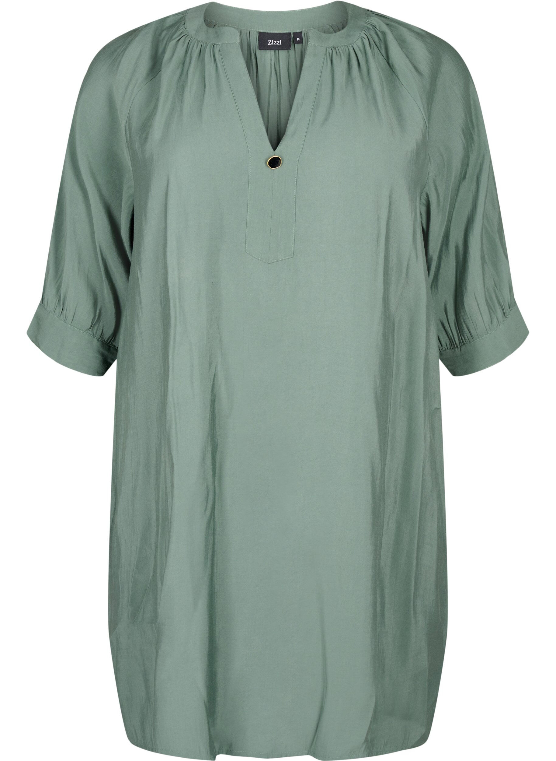 Zizzi Visa-Tunic mit 3/4 Pantoletten, Duck Green, Packshot image number 0