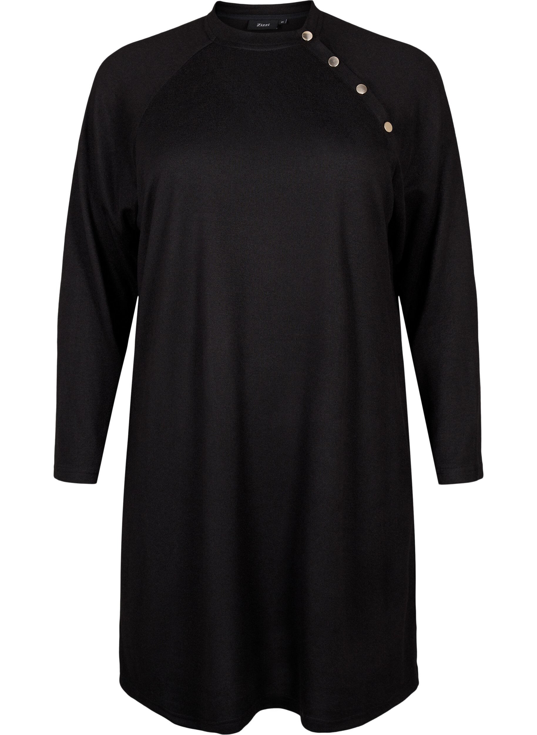 Zizzi Jerseykleid mit Kn&ouml;pfen, Black, Packshot image number 0