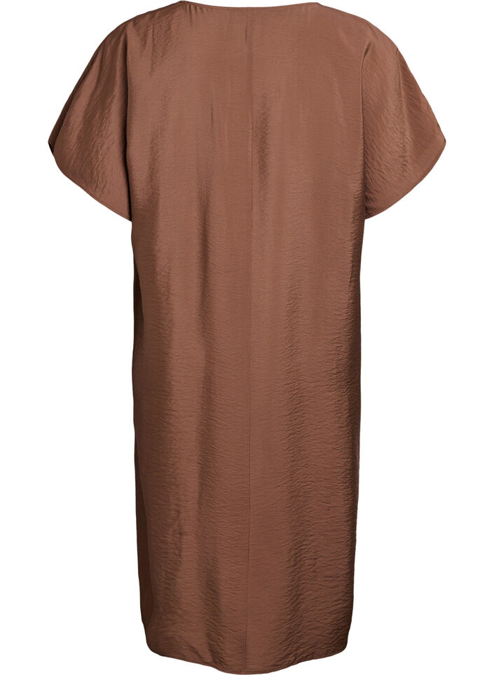 Kleid aus Viskose mit V-Ausschnitt, Braun, Packshot image number 1