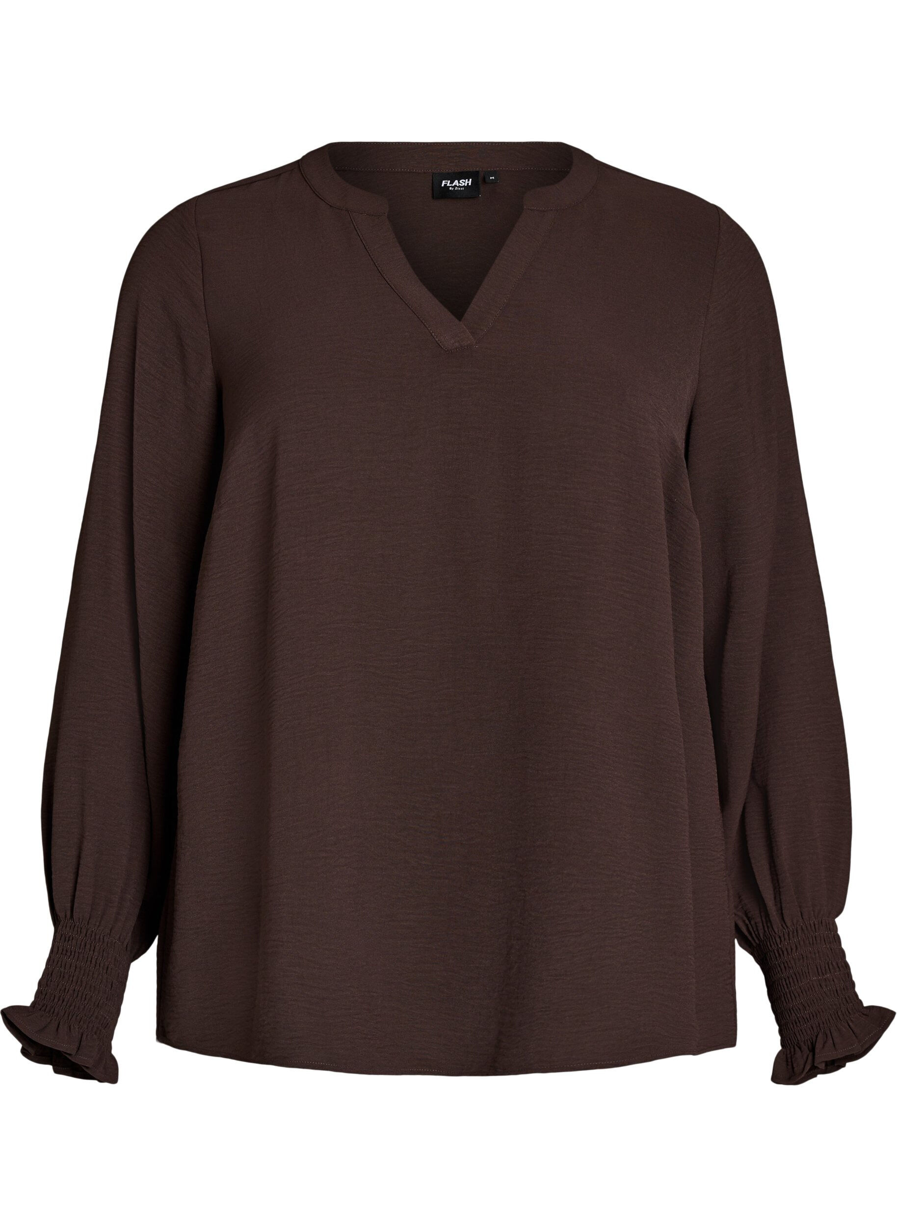 FLASH - Bluse mit Smockb&uuml;ndchen und V-Ausschnitt
