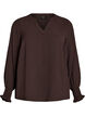Bluse mit Smockb&uuml;ndchen und V-Ausschnitt, Braun, Packshot image number 0