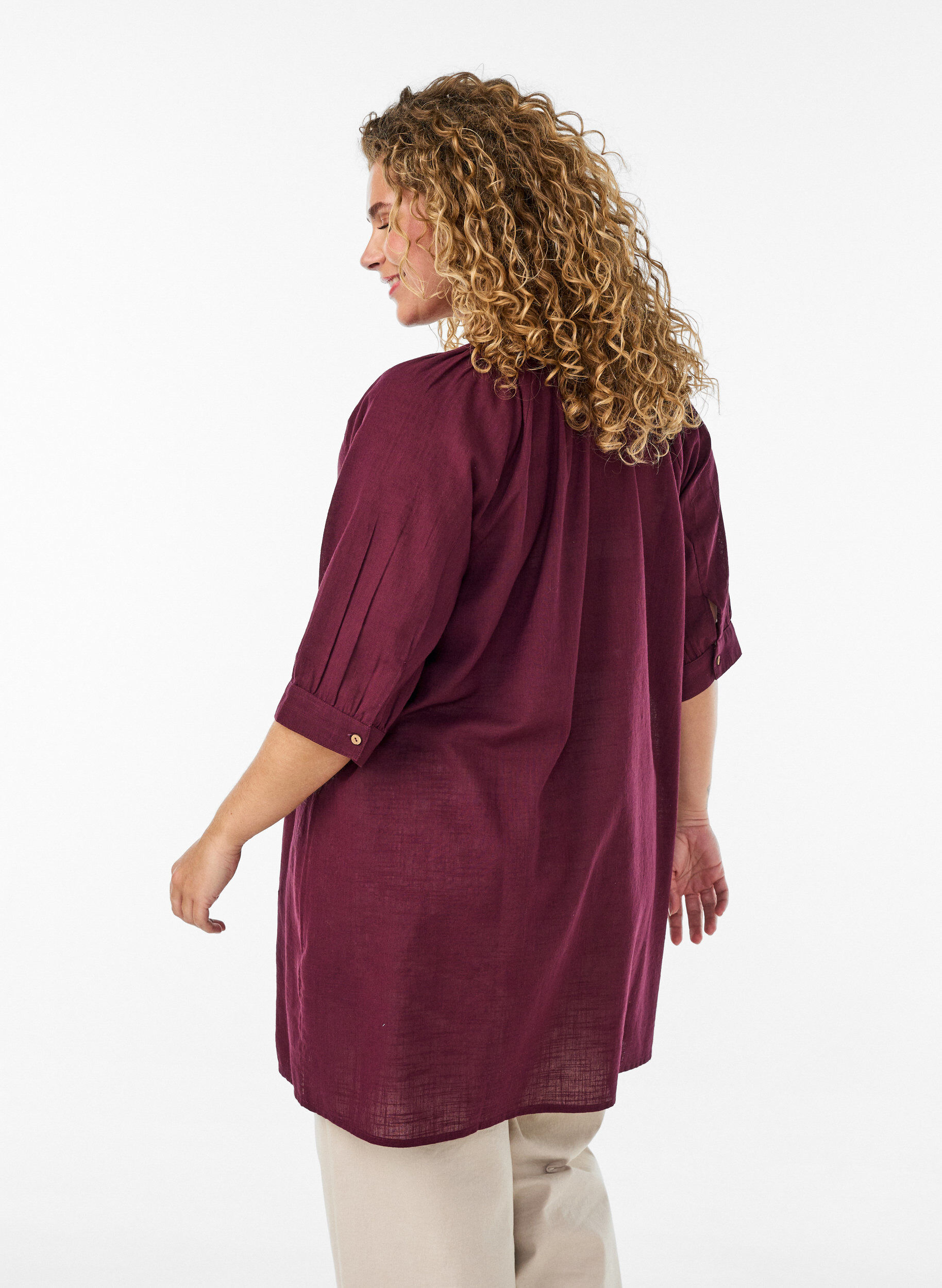 ZizziTunika aus Baumwolle mit V-Ausschnitt, Rot, Model image number 2