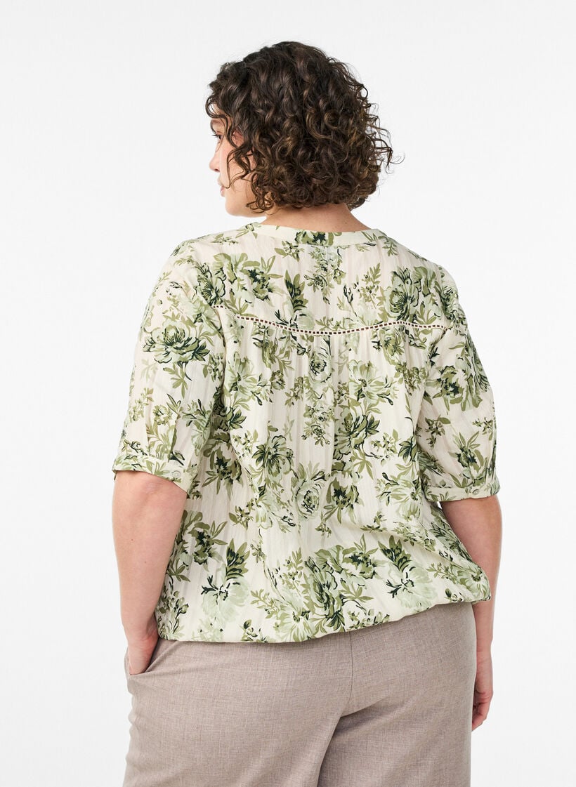Bluse mit Print und 1/2-&Auml;rmeln, Gr&uuml;n, Model image number 2