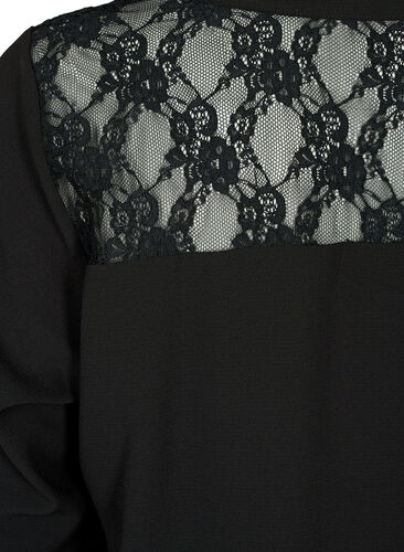 Langärmelige Bluse mit Spitzendetail , Black, Packshot image number 3