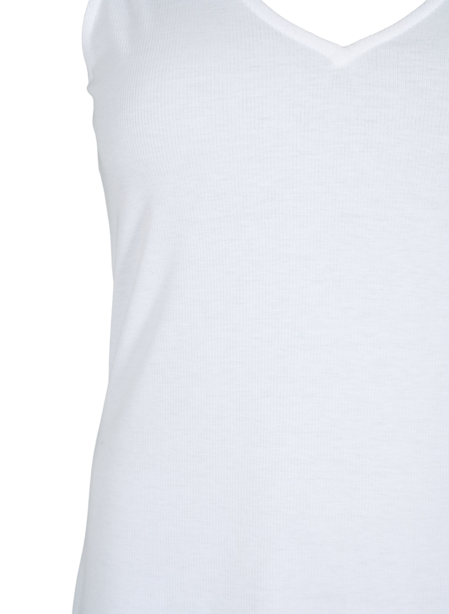 Zizzi Geripptes Basic Top mit V-Ausschnitt, Bright White, Packshot image number 2