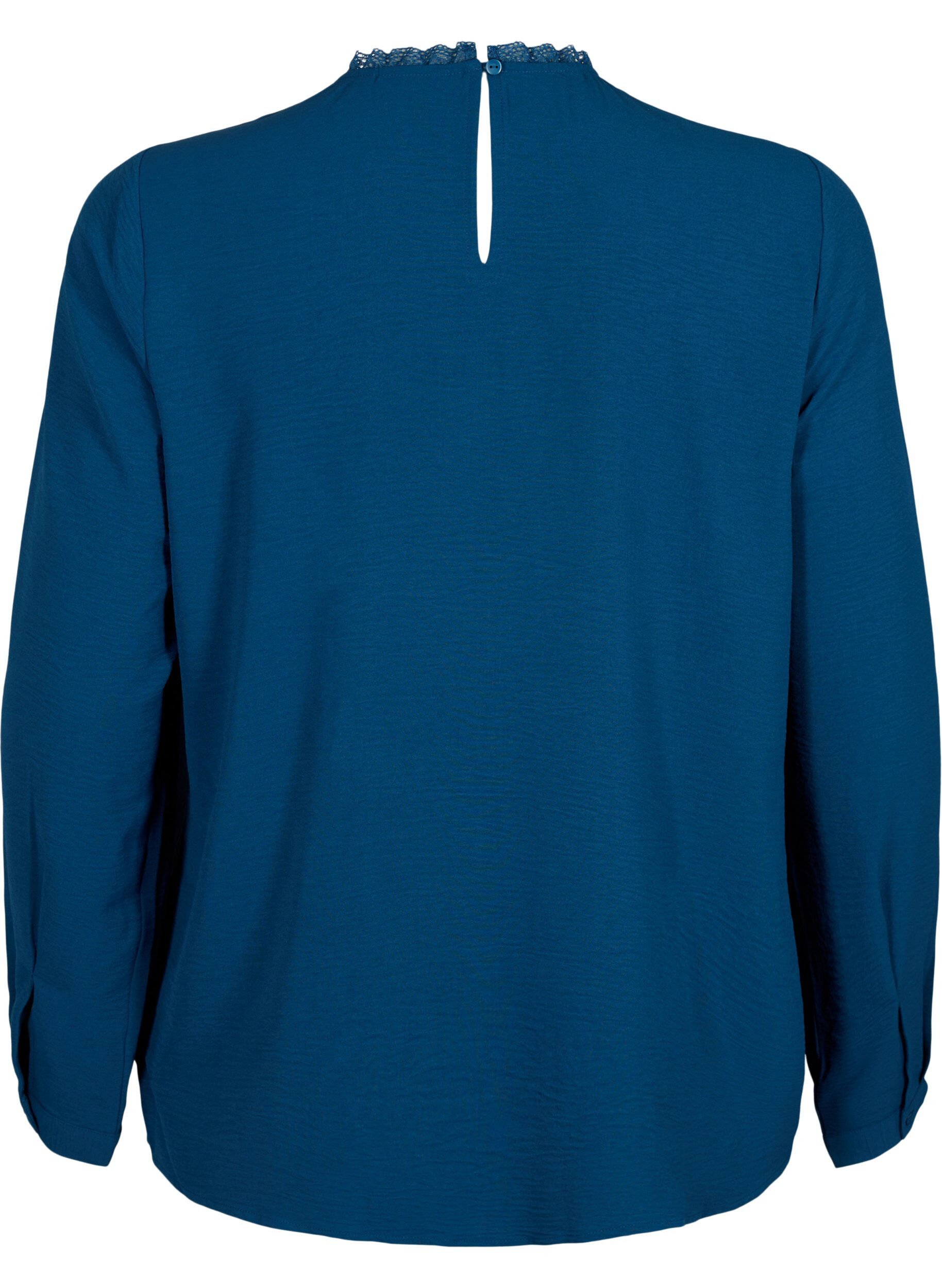 Zizzi Lang&auml;rmelige Bluse mit Spitzendetail, Titan, Packshot image number 1