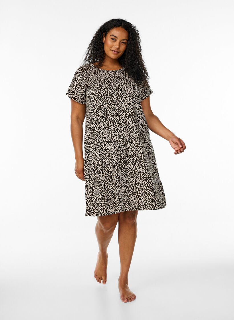 2er-Pack T-Shirt-Kleid mit kurzen &Auml;rmeln, Braun, Model image number 1