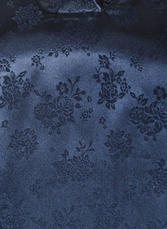 Gebl&uuml;mte Bluse aus Satin mit V-Ausschnitt, Blau, Packshot image number 2