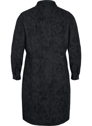 Kleid mit Print, Kragen und Knöpfen, Black, Packshot image number 1