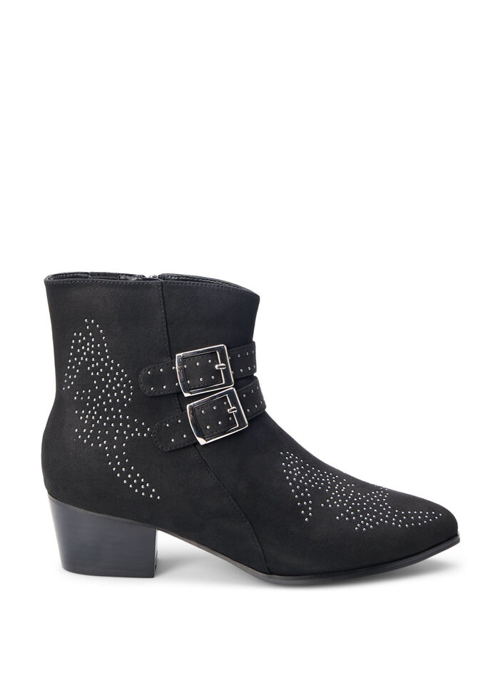 Extra-Weite - Stiefelette mit Nieten und Schnallen, Black, Packshot image number 0