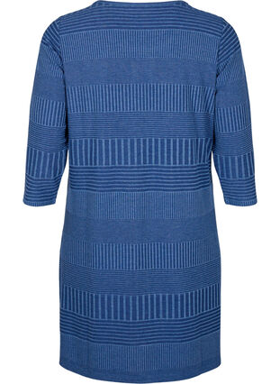 Kleid mit 3/4-Ärmeln und Streifenmuster, Estate Blue Melange, Packshot image number 1