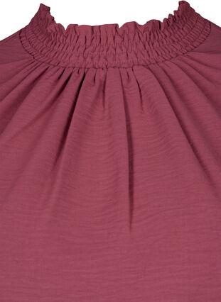 Einfarbige gesmokte Bluse mit langen Ärmeln, Dry Rose, Packshot image number 2