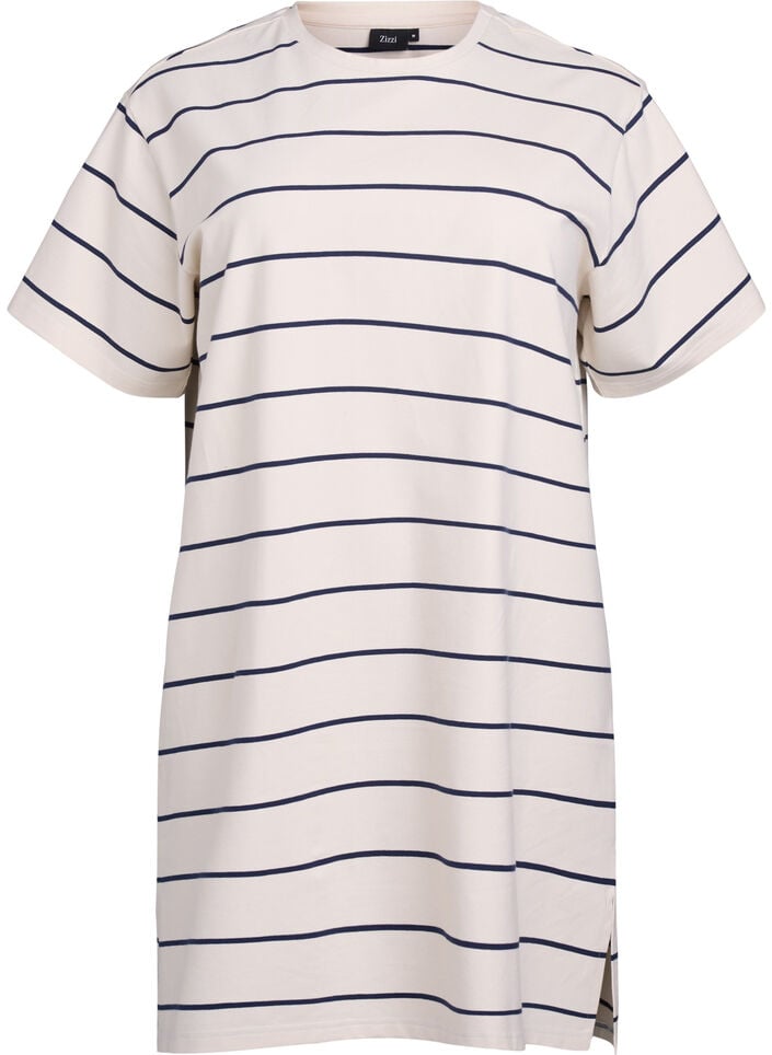 Kurzes Jerseykleid mit Streifen, Beige, Packshot image number 0