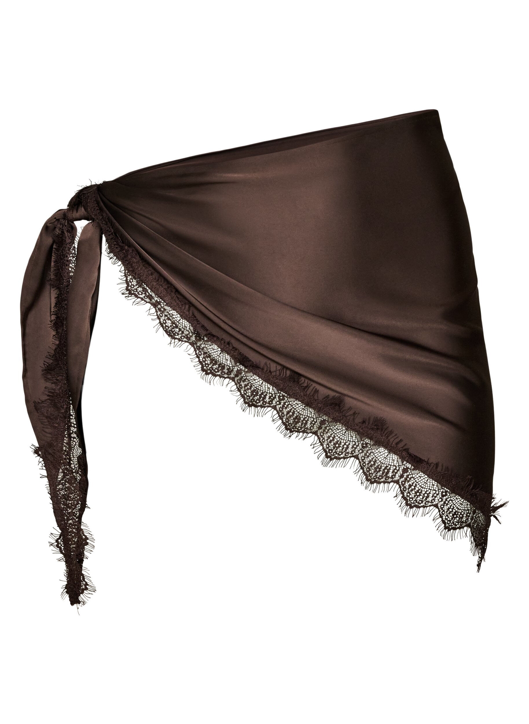 Schal aus Satin mit Spitzensaum