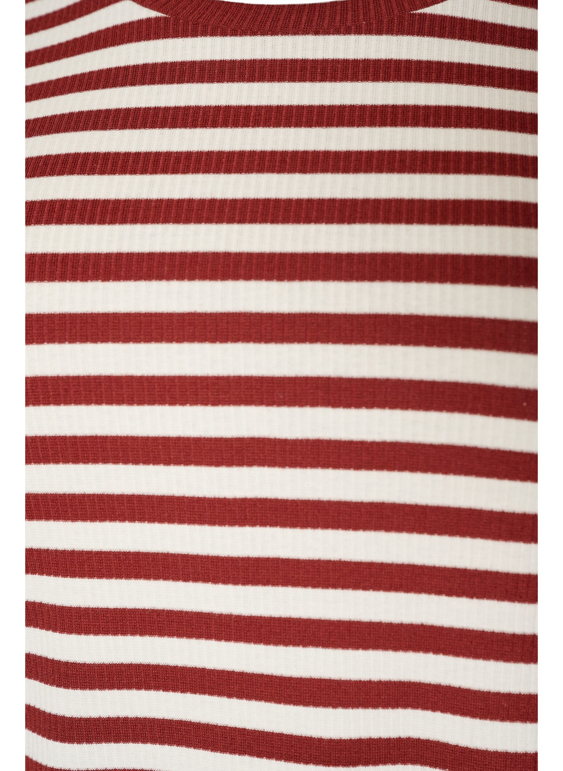 ZizziGestreiftes T-Shirt mit gerippter Struktur, Rot, Packshot image number 2