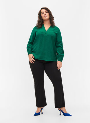 Langärmelige Bluse aus Viskosemischung, Evergreen, Model image number 2