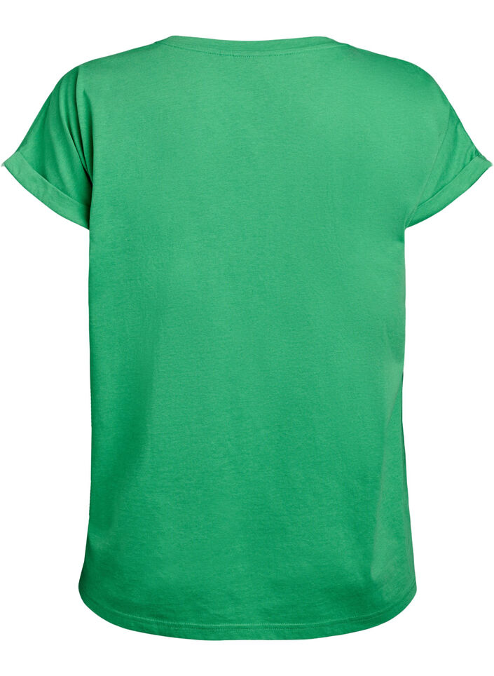 Kurz&auml;rmliges T-Shirt aus einer Baumwollmischung, Gr&uuml;n, Packshot image number 1