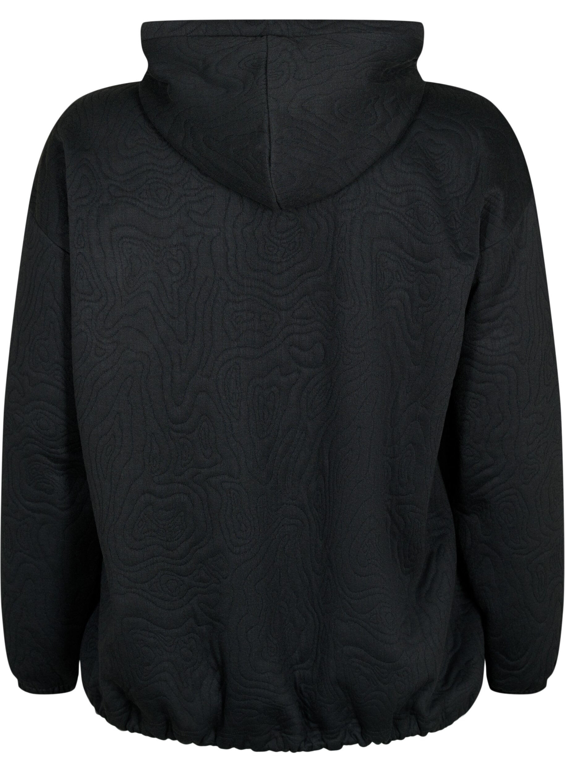 Zizzi Sportliches Sweatshirt mit Kapuze, Black, Packshot image number 1