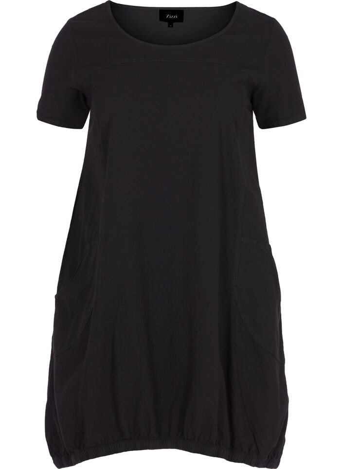 Kurzarm Kleid aus Baumwolle, Schwarz, Packshot image number 0
