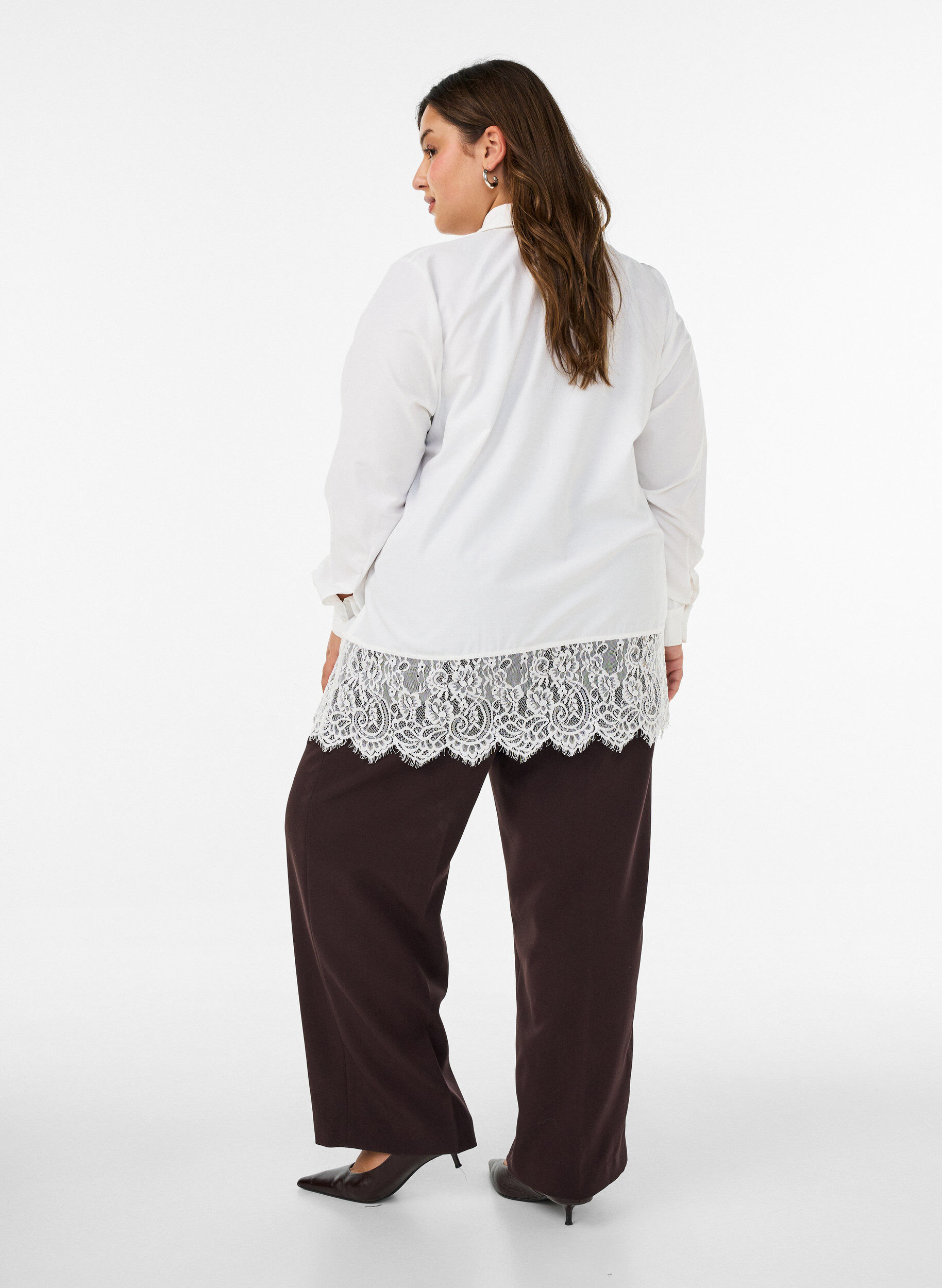 ZizziLockere Bluse mit breiter Spitze, Wei&szlig;, Model image number 2