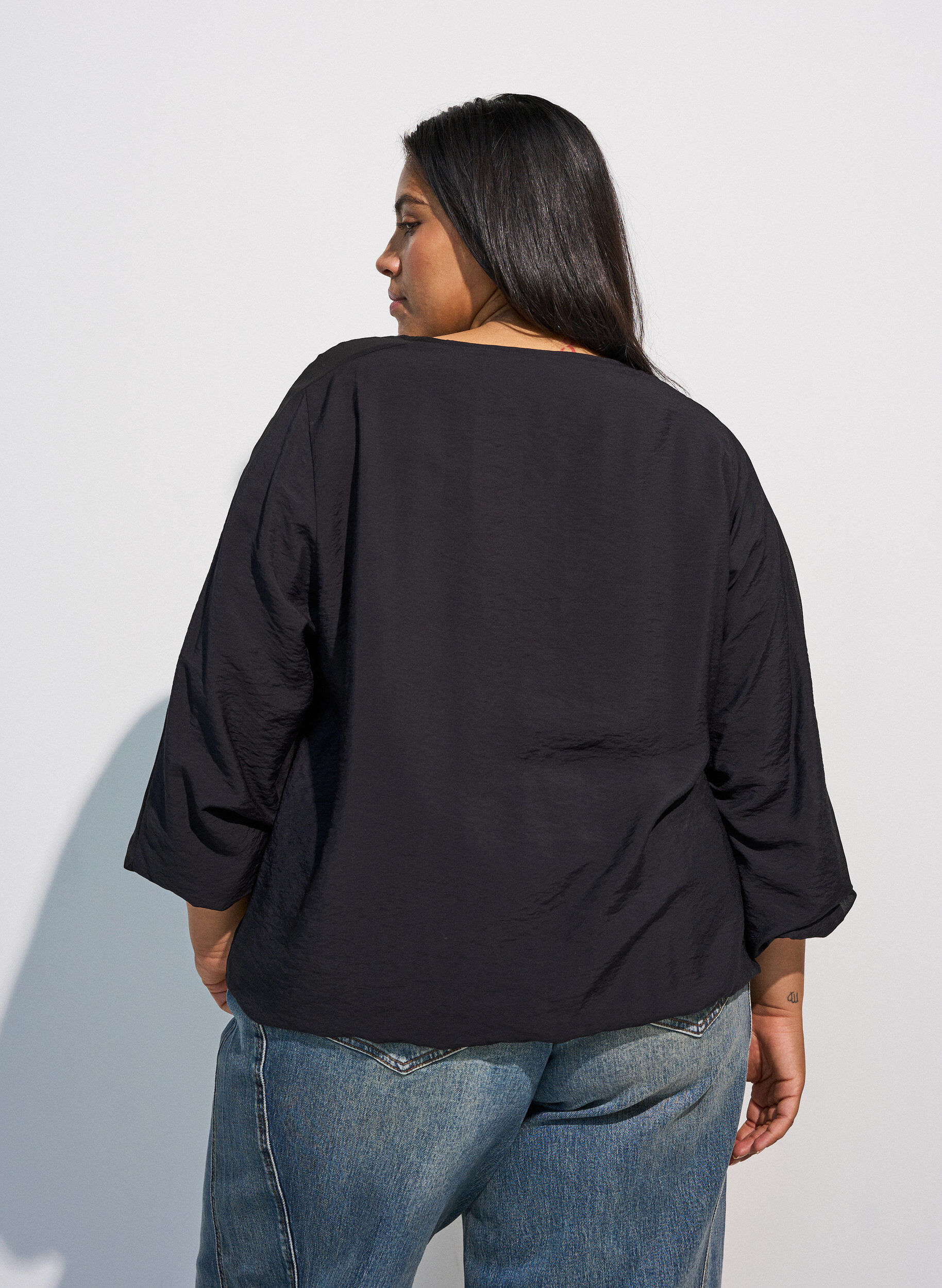 ZizziBluse mit Balloneffekt und Chiffondetails, Schwarz, Model image number 2