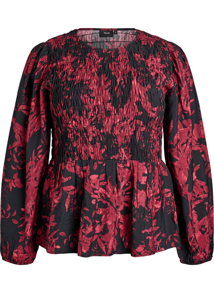 Bluse mit Puff und langen &Auml;rmeln, Schwarz, Packshot image number 0
