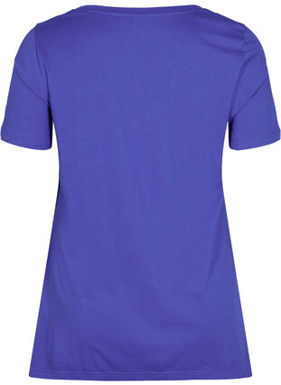 Kurzarm T-Shirt aus Baumwolle mit A-Linie, Dazzling Blue HELLO , Packshot image number 1