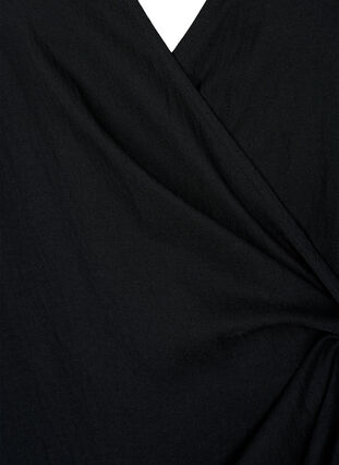 Langärmeliges Kleid aus Viskose mit Wickeloptik, Black, Packshot image number 2