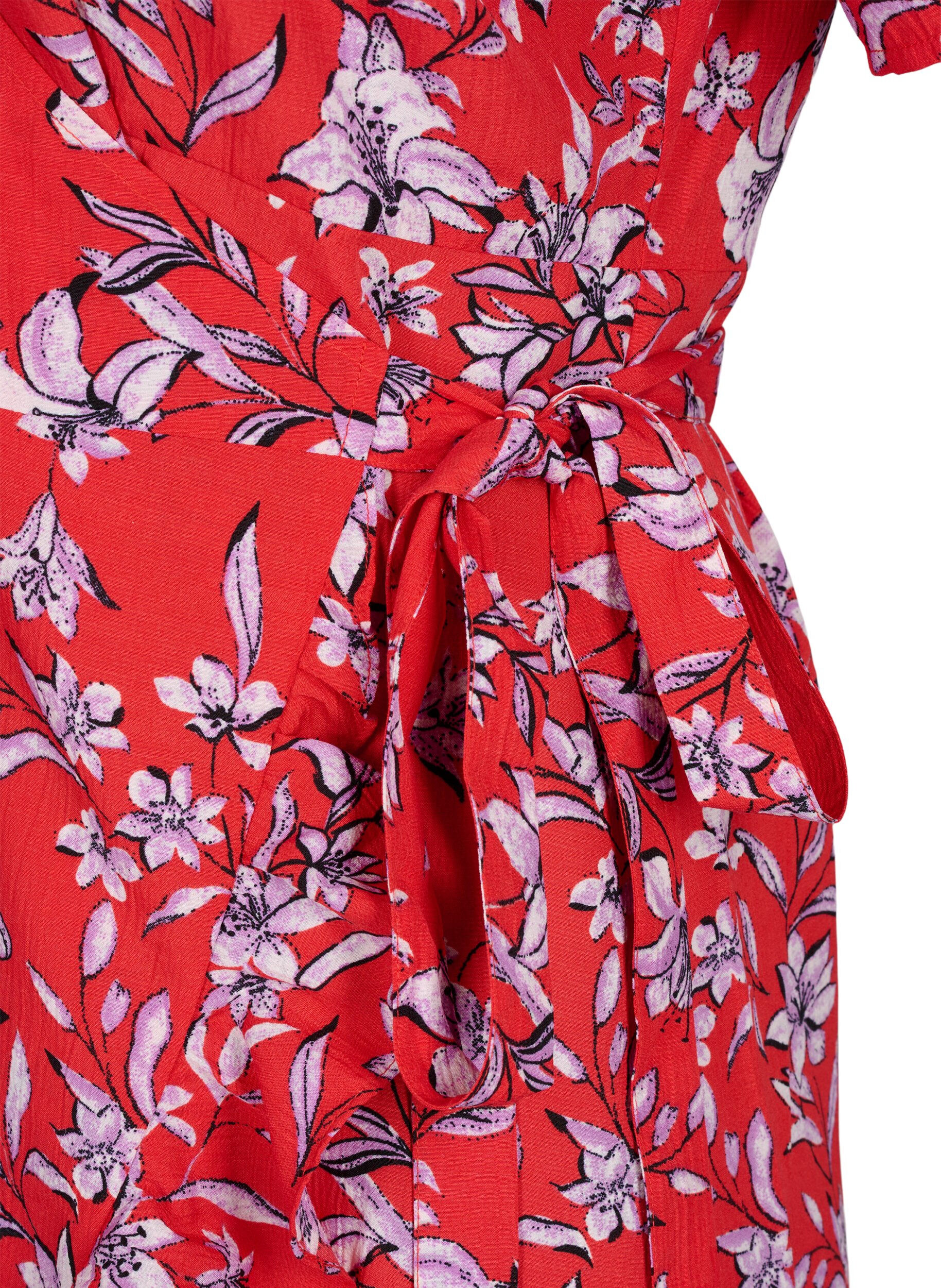 Zizzi FLASH &ndash; Wickelkleid mit kurzen &Auml;rmeln, Poinsettia Flower, Packshot image number 3