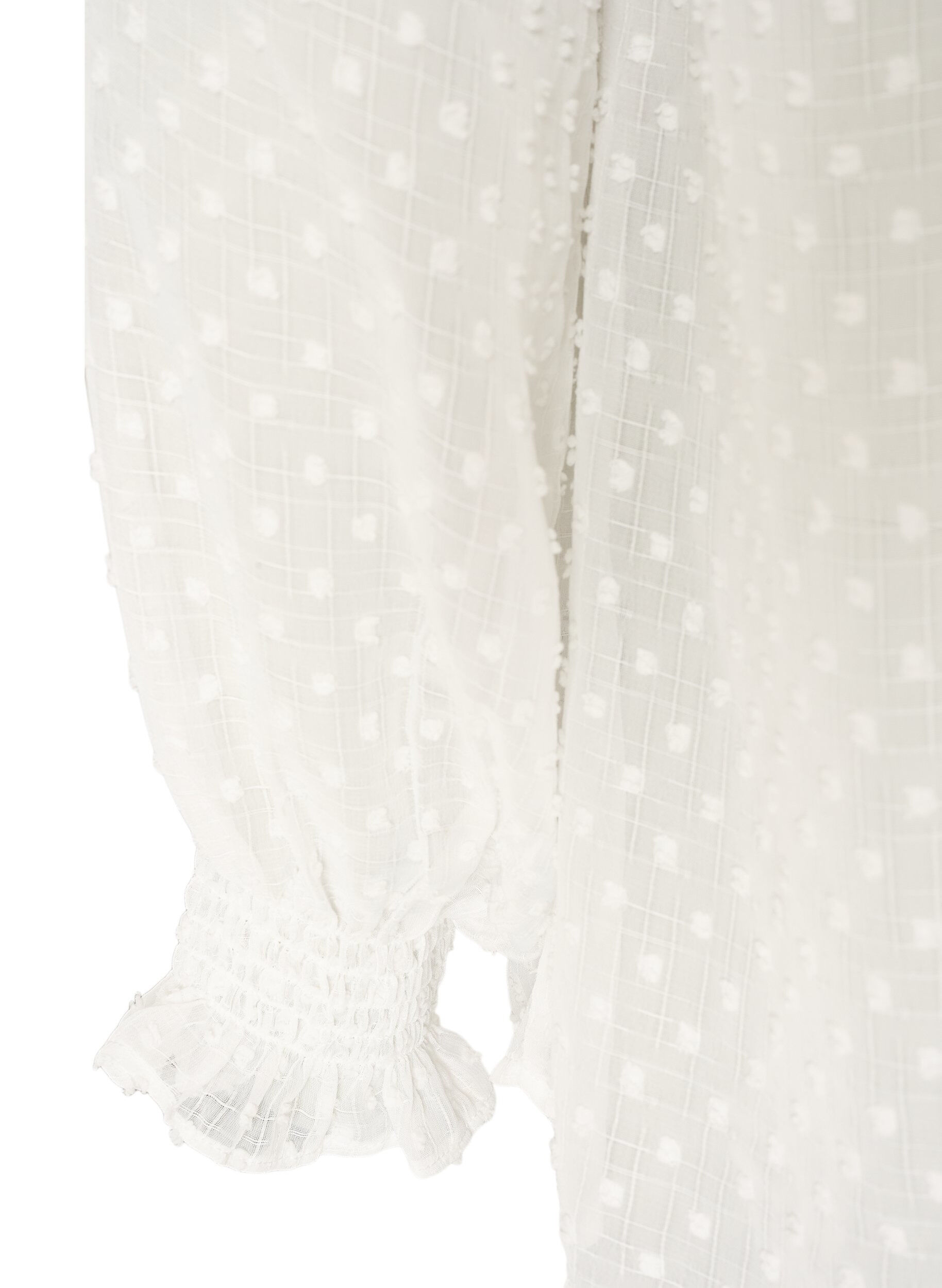 ZizziHemdbluse mit Spitzeneinsatz und Punktemuster, Vanille, Packshot image number 3