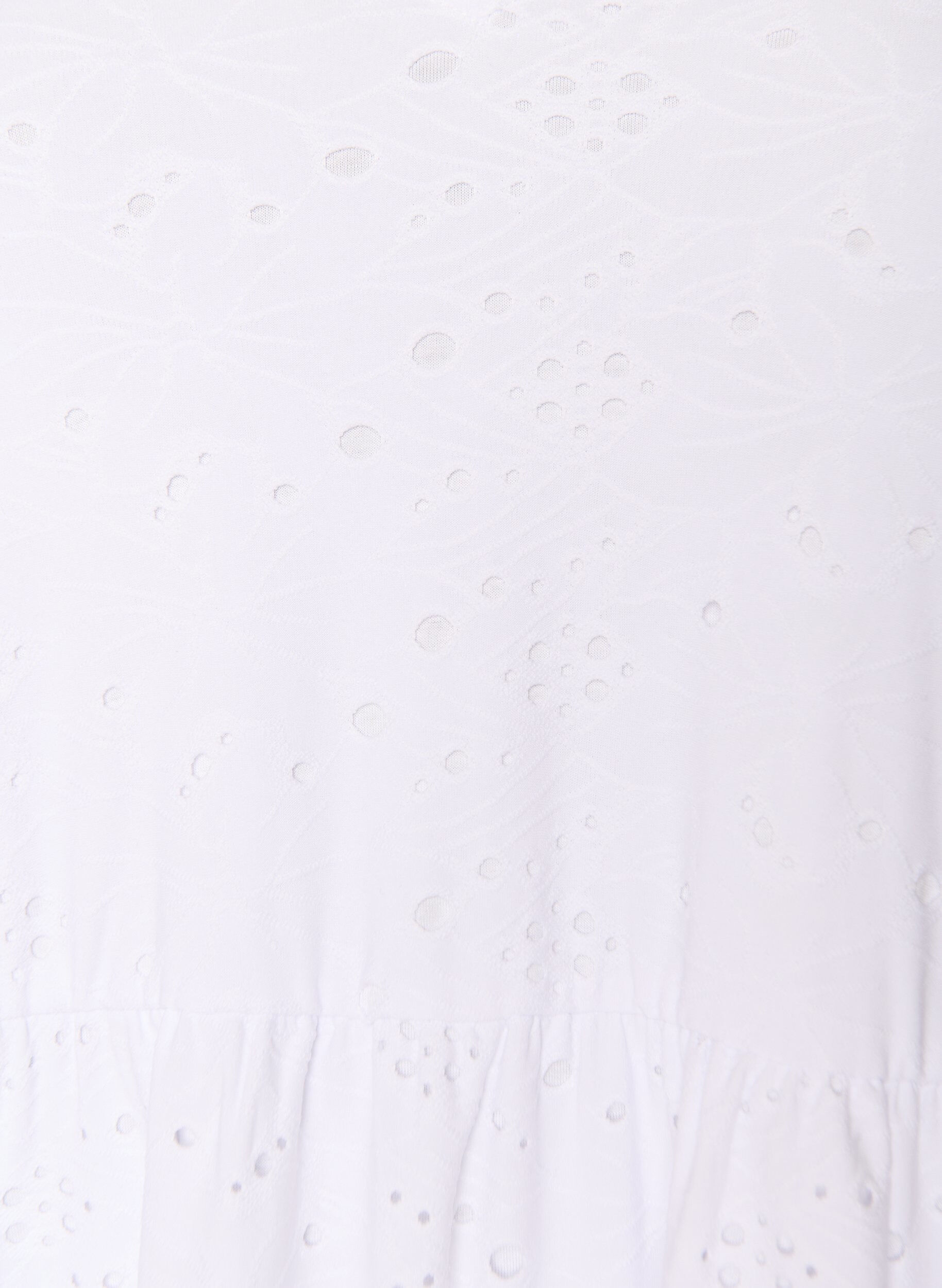 Zizzi Broderie-Anglaise-Kleid mit V-Ausschnitt und 1/2-&Auml;rmeln, Wei&szlig;, Packshot image number 2