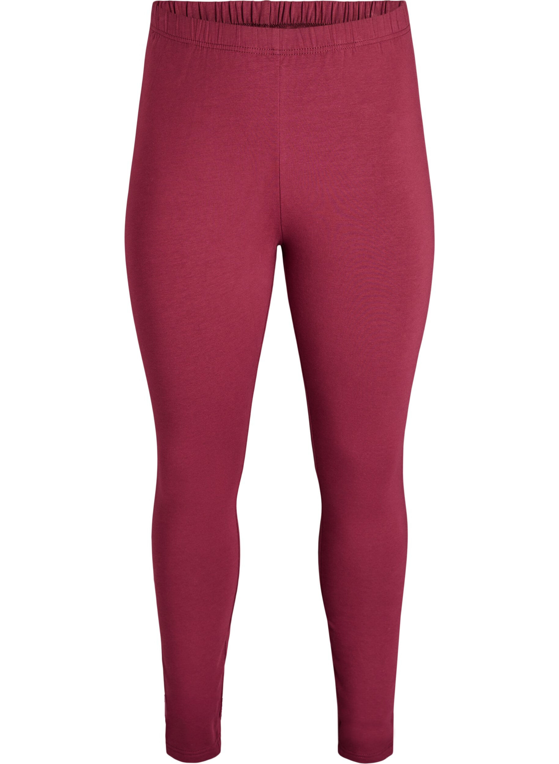 Zizzi Gef&uuml;tterte Baumwollleggings, Dunkles Bordeaux, Packshot image number 0