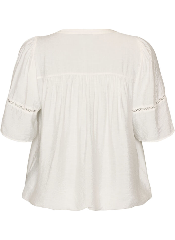 Bluse aus Viskose mit Biesen und Ballon&auml;rmeln, Vanille, Packshot image number 1