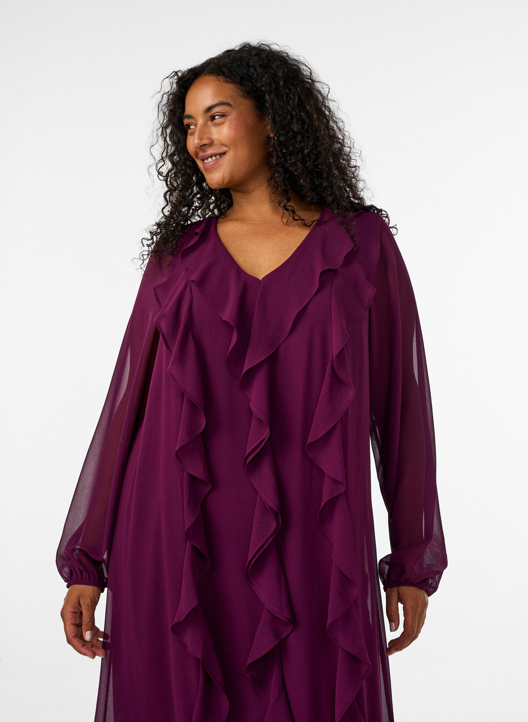 ZizziPartykleid mit R&uuml;schendetails und V-Ausschnitt, Rot, Model image number 2
