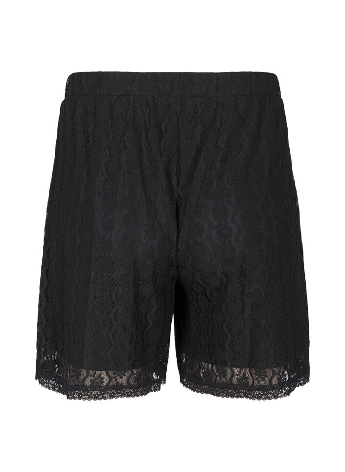 Spitzenshorts mit hohem Taille, Schwarz, Packshot image number 1